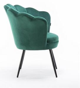 FREY Sötétzöld modern velúr szék fekete lábbal