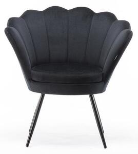 FREY Fekete modern velúr szék fekete lábbal