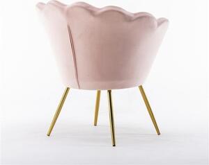 FREY Púderrózsaszín modern velúr szék arany lábbal