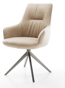 DELIFE Étkezőszék Zelia-Flex mikroszálas bézs vintage karfás széles grafit kereszt lábas 360°-ban forgatható billenő funkcióval zsákrugós
