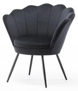 FREY Fekete modern velúr szék fekete lábbal