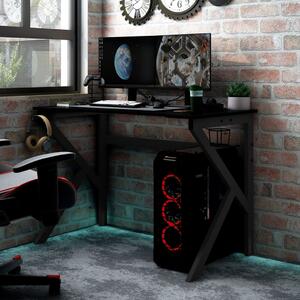 VidaXL fekete K-lábú gamer asztal 90 x 60 x 75 cm