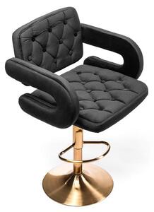 HR8403W Fekete modern velúr szék arany lábbal