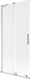 Mexen Velar L 2-szárnyú toló fürdőszobai paraván 90 x 150 cm, frosted, kefélt nikkel - 896-090-003-31-97