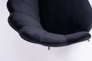 FREY Fekete modern velúr kanapé fekete lábbal