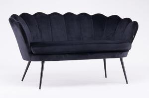 FREY Fekete modern velúr kanapé fekete lábbal