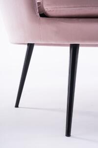 FREY Púderrózsaszín modern velúr kanapé fekete lábbal