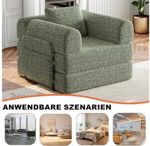 Gonew21 fotelágy, kinyitható, zöld zsenília, 94 cm