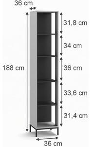 Vicco Eliza 5 polcos álló tárolópolc, szürke, fém lábakkal, 188 cm