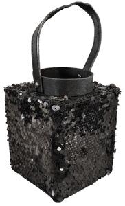 Lámpás flitterekkel LOFTY GLAM 27 cm, fekete