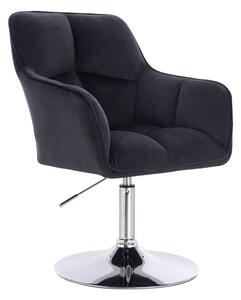 HR550N Fekete modern velúr szék krómozott lábbal