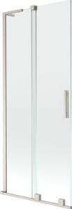 Mexen Velar L 2-szárnyú tolható fürdőszobai paraván 85 x 150 cm, átlátszó, kefezett nikkel - 896-085-003-01-97