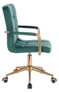 HC1015KP Sötétzöld modern velúr szék arany lábbal