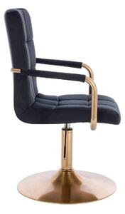 HC1015NP Fekete modern velúr szék arany lábbal