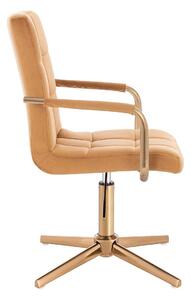 HC1015PCROSS Mézbarna modern velúr szék arany lábbal