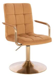 HC1015NP Mézbarna modern velúr szék arany lábbal