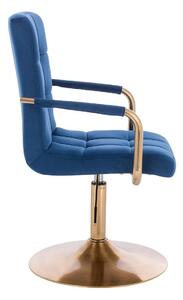 HC1015NP Tengerkék modern velúr szék arany lábbal