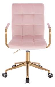 HC1015KP Rózsaszín modern velúr szék arany lábbal