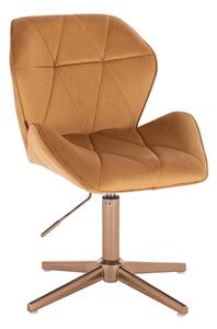 HR212CROSS Mézbarna modern velúr szék arany lábbal