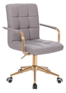 HC1015KP Szürke modern műbőr szék arany lábbal