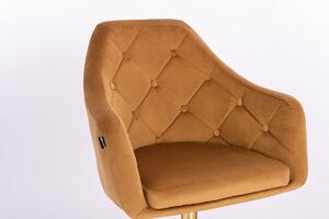 HR831CROSS Mézbarna modern velúr szék arany lábbal