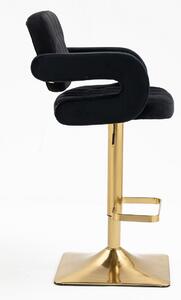 HR8403KW Fekete modern velúr szék arany lábbal