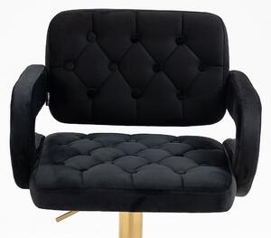 HR8403KW Fekete modern velúr szék arany lábbal