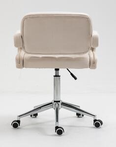 HR8403K Krémszínű modern velúr szék krómozott lábbal