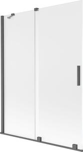 Mexen Velar kétszárnyú, toló kádkabin, 130 x 150 cm, homályos, kefélt gun gray - 896-130-000-31-66