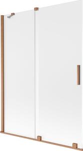 Mexen Velar 2-szárnyú toló fürdőszobai paraván 130 x 150 cm, zúzmara, kefe hatású réz - 896-130-000-31-65