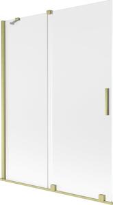 Mexen Velar kádparaván 2-szárnyú toló 130 x 150 cm, dér, arany kefe - 896-130-000-31-55