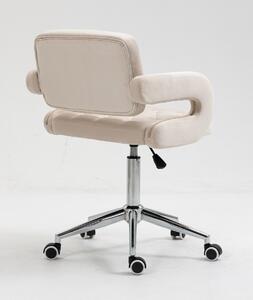 HR8403K Krémszínű modern velúr szék krómozott lábbal