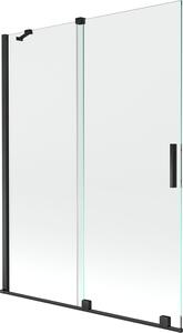 Mexen Velar 2-szárnyú, eltolható fürdőkádparaván, 130 x 150 cm, áttetsző, fekete - 896-130-000-01-70