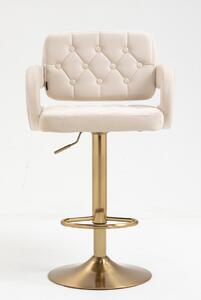 HR8403W Krémszínű modern velúr szék arany lábbal