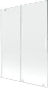 Mexen Velar kétajtós eltolható fürdőkád paraván 130 x 150 cm, átlátszó, fehér - 896-130-000-01-20