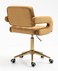 HR8403K Mézbarna modern velúr szék arany lábbal