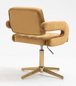 HR8403CROSS Mézbarna modern velúr szék arany lábbal