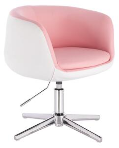 HC333CROSS Rózsaszín-Fehér modern szék krómozott lábbal