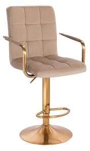 HR1015WP Latte modern velúr szék arany lábbal