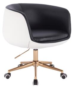 HC333K Fekete-Fehér modern szék arany lábbal