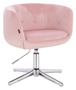 HR333CCROSS Rózsaszín modern velúr szék krómozott lábbal