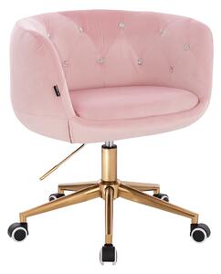 HR333CK Rózsaszín modern velúr szék arany lábbal