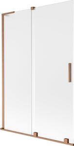 Mexen Velar L kádparaván 2-szárnyú tolóajtós 120 x 150 cm, zúzmarás, kefélt réz - 896-120-003-31-65