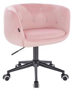 HR333CK Rózsaszín modern velúr szék fekete lábbal
