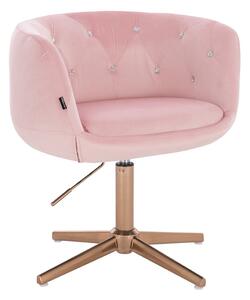HR333CCROSS Rózsaszín modern velúr szék arany lábbal