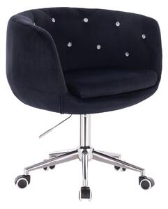 HR333CK Fekete modern velúr szék krómozott lábbal