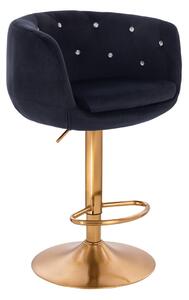 HR333CW Fekete modern velúr szék arany lábbal