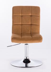 HR7009N Mézbarna modern velúr szék krómozott lábbal