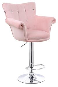 HR804CW Púder Rózsaszín modern velúr szék krómozott lábbal