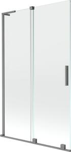 Mexen Velar L 2-szárnyú, toló kádparaván 110 x 150 cm, átlátszó, gunmetal - 896-110-003-01-95